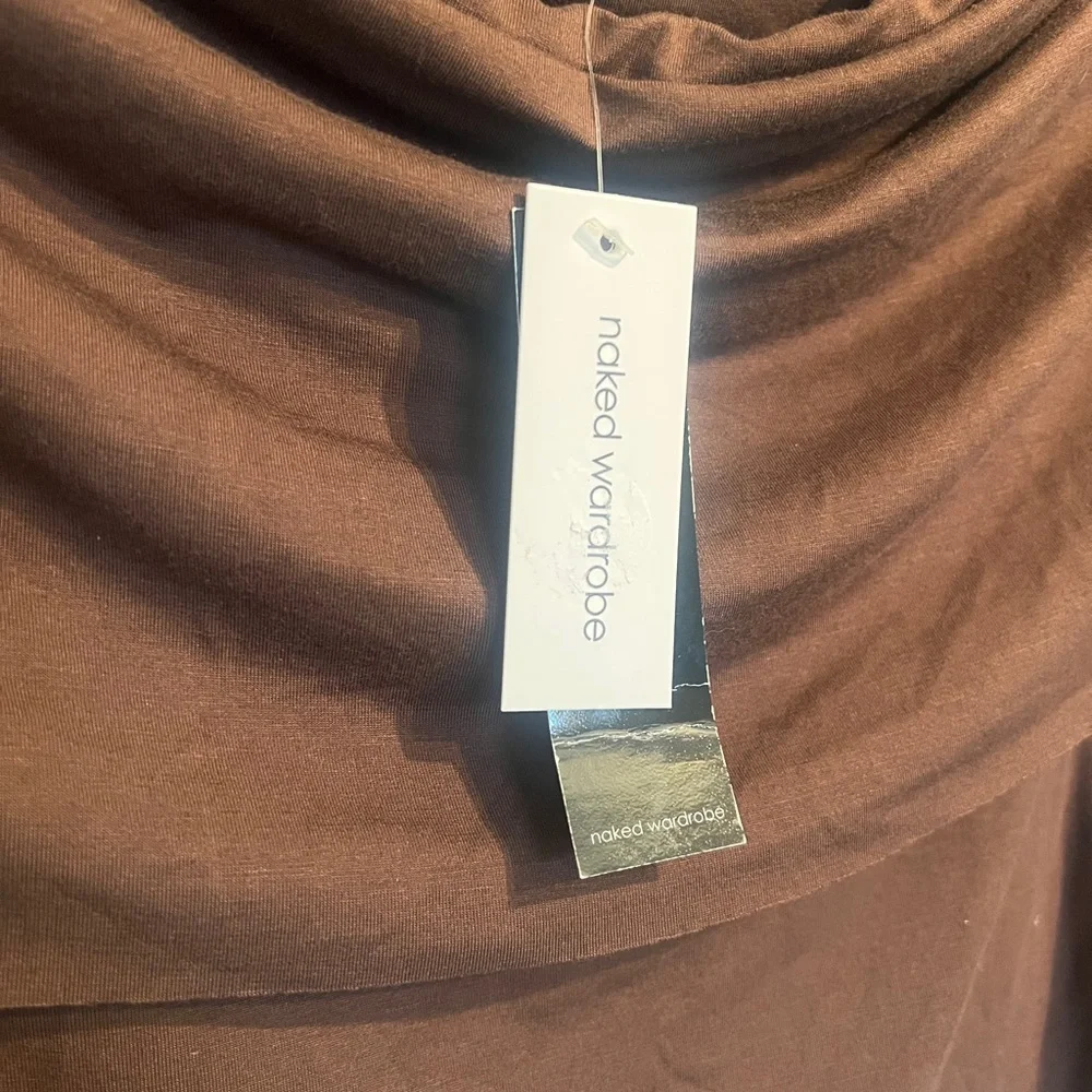Naked Wardrobe Chocolate Off-The-Shoulder Top - Picture 6 of 7